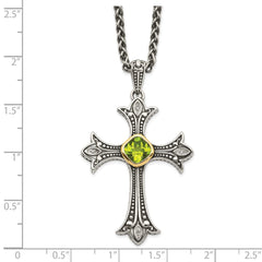 Shey Couture Sterling Silver with 14K Accent 18 Inch Antiqued Diamond and Cushion Bezel Peridot Necklace QTC869