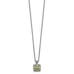 Shey Couture Sterling Silver with 14K Accent 18 Inch Antiqued Diamond and Marquise Peridot Necklace QTC872