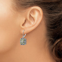 QTC873 Shey Couture Sterling Silver with 14K Accent Antiqued Diamond and Marquise Peridot Leverback Earrings