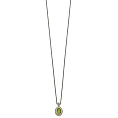 Shey Couture Sterling Silver with 14K Accent 18 Inch Antiqued Oval Bezel Peridot Necklace QTC875