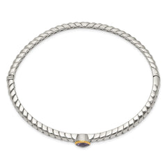 Shey Couture Sterling Silver Antiqued with 14K Accent Round Bezel Amethyst Hinged Bangle Bracelet QTC946