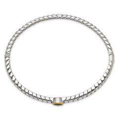 Shey Couture Sterling Silver Antiqued with 14K Accent Round Bezel Blue Topaz Bangle Bracelet QTC947