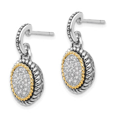 QTC954 Shey Couture Sterling Silver with 14K Accent Antiqued Diamond Post Dangle Earrings