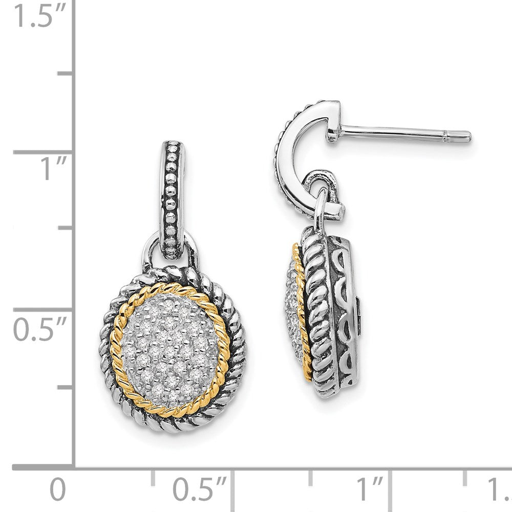 QTC954 Shey Couture Sterling Silver with 14K Accent Antiqued Diamond Post Dangle Earrings