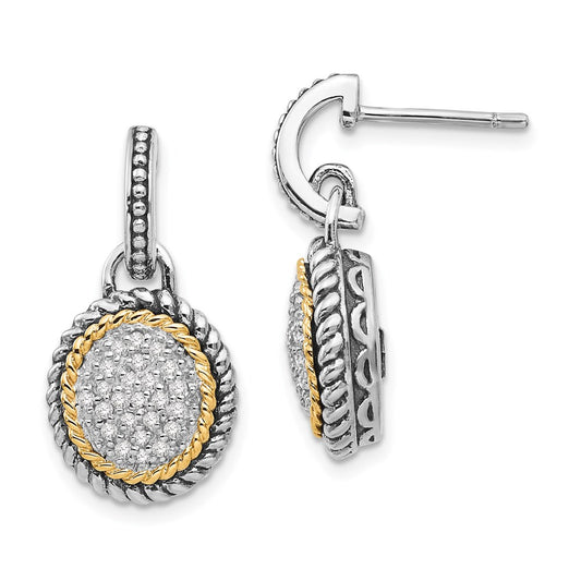 QTC954 Shey Couture Sterling Silver with 14K Accent Antiqued Diamond Post Dangle Earrings