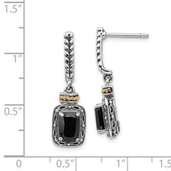 QTC988 Shey Couture Sterling Silver with 14K Accent Antiqued Black Onyx Post Dangle Earrings