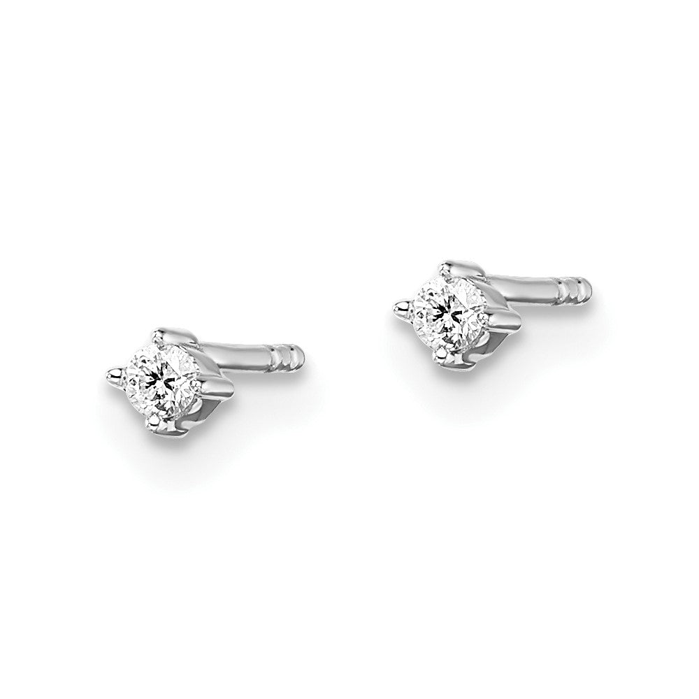 QW163 White Ice Sterling Silver Rhodium-plated Diamond Stud Post Earrings