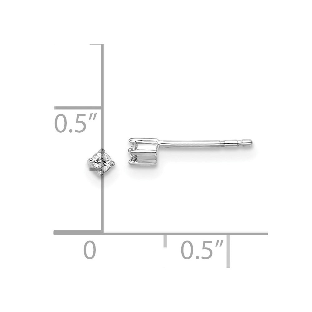 QW163 White Ice Sterling Silver Rhodium-plated Diamond Stud Post Earrings