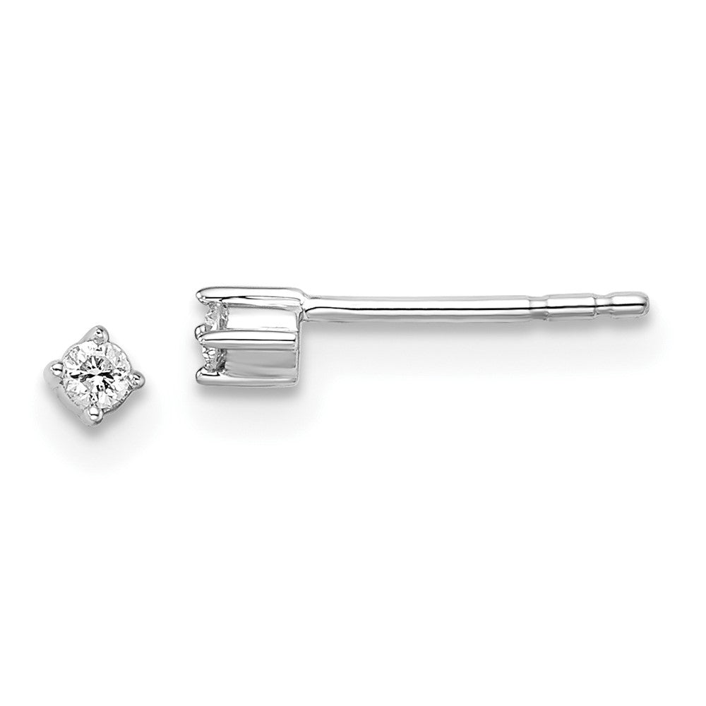QW163 White Ice Sterling Silver Rhodium-plated Diamond Stud Post Earrings