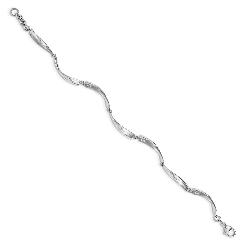 White Ice Sterling Silver Rhodium-plated Satin and Polished Diamond 7.5 Inch Bracelet with 1 Inch Extender QW179-7.5