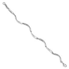 White Ice Sterling Silver Rhodium-plated Satin and Polished Diamond 7.5 Inch Bracelet with 1 Inch Extender QW179-7.5