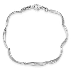 White Ice Sterling Silver Rhodium-plated Satin and Polished Diamond 7.5 Inch Bracelet with 1 Inch Extender QW179-7.5