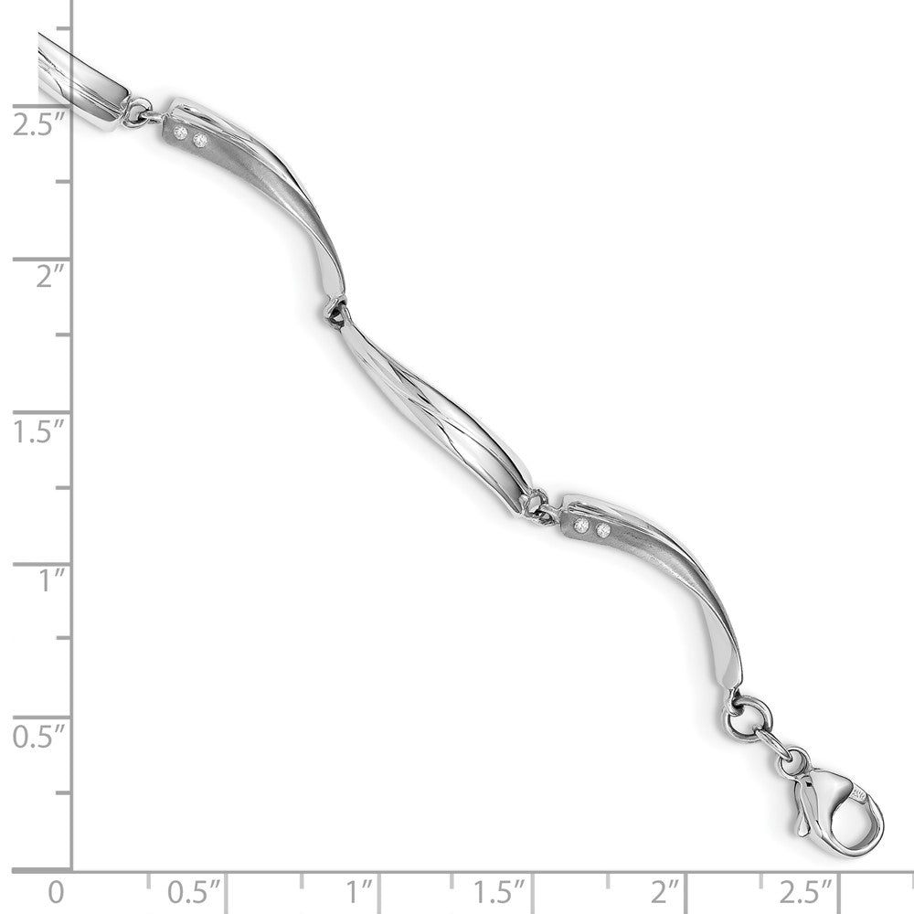 White Ice Sterling Silver Rhodium-plated Satin and Polished Diamond 7.5 Inch Bracelet with 1 Inch Extender QW179-7.5