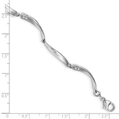 White Ice Sterling Silver Rhodium-plated Satin and Polished Diamond 7.5 Inch Bracelet with 1 Inch Extender QW179-7.5