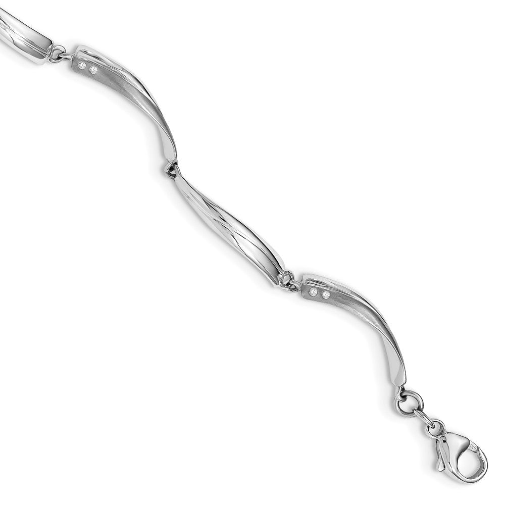 White Ice Sterling Silver Rhodium-plated Satin and Polished Diamond 7.5 Inch Bracelet with 1 Inch Extender QW179-7.5