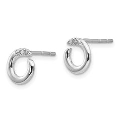 QW194 White Ice Sterling Silver Rhodium-plated Open Circle Diamond Post Earrings