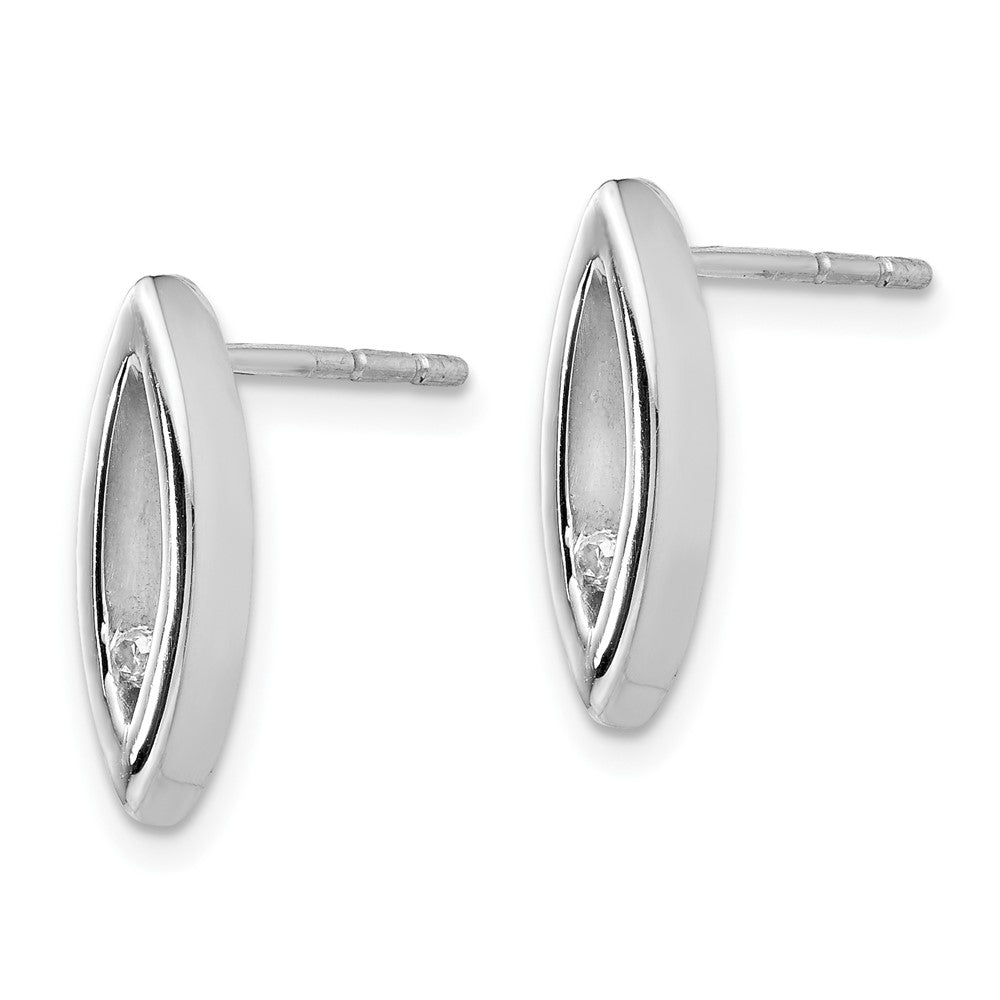 QW196 White Ice Sterling Silver Rhodium-plated Diamond Post Earrings