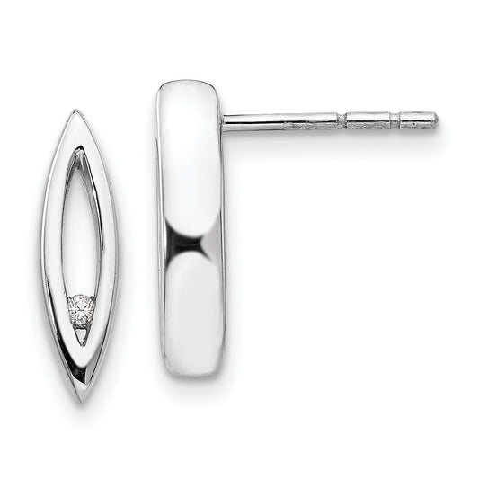 QW196 White Ice Sterling Silver Rhodium-plated Diamond Post Earrings