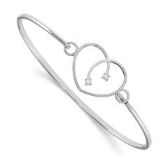 White Ice Sterling Silver Rhodium-plated Diamond Heart Bangle QW230