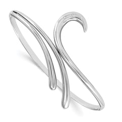 White Ice Sterling Silver Rhodium-plated Diamond Swirl Bangle Bracelet QW233