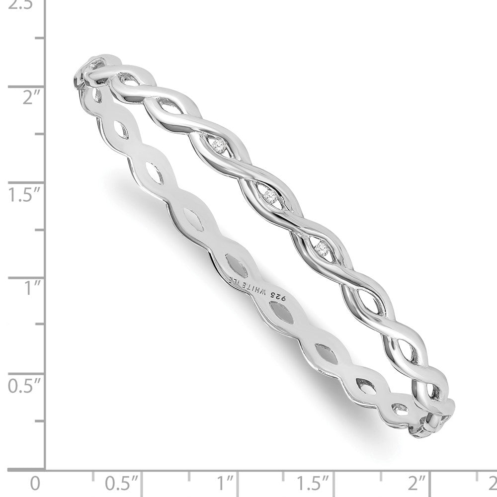 White Ice Sterling Silver Rhodium-plated Diamond Twist Bangle QW234