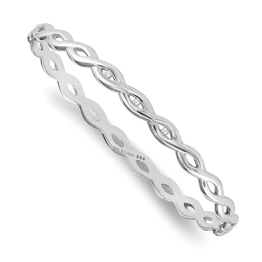 White Ice Sterling Silver Rhodium-plated Diamond Twist Bangle QW234