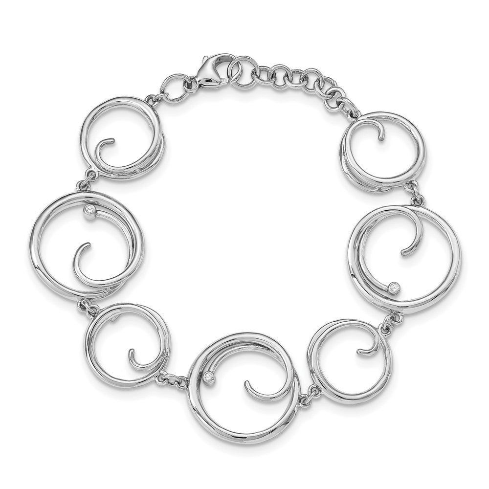White Ice Sterling Silver Rhodium-plated 7 Inch Diamond Swirl Bracelet with 1 Inch Extender QW236-7