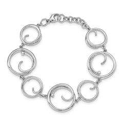 White Ice Sterling Silver Rhodium-plated 7 Inch Diamond Swirl Bracelet with 1 Inch Extender QW236-7