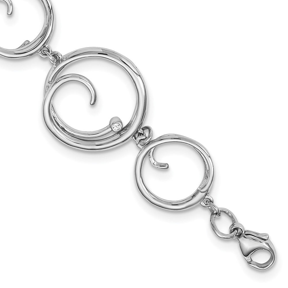 White Ice Sterling Silver Rhodium-plated 7 Inch Diamond Swirl Bracelet with 1 Inch Extender QW236-7