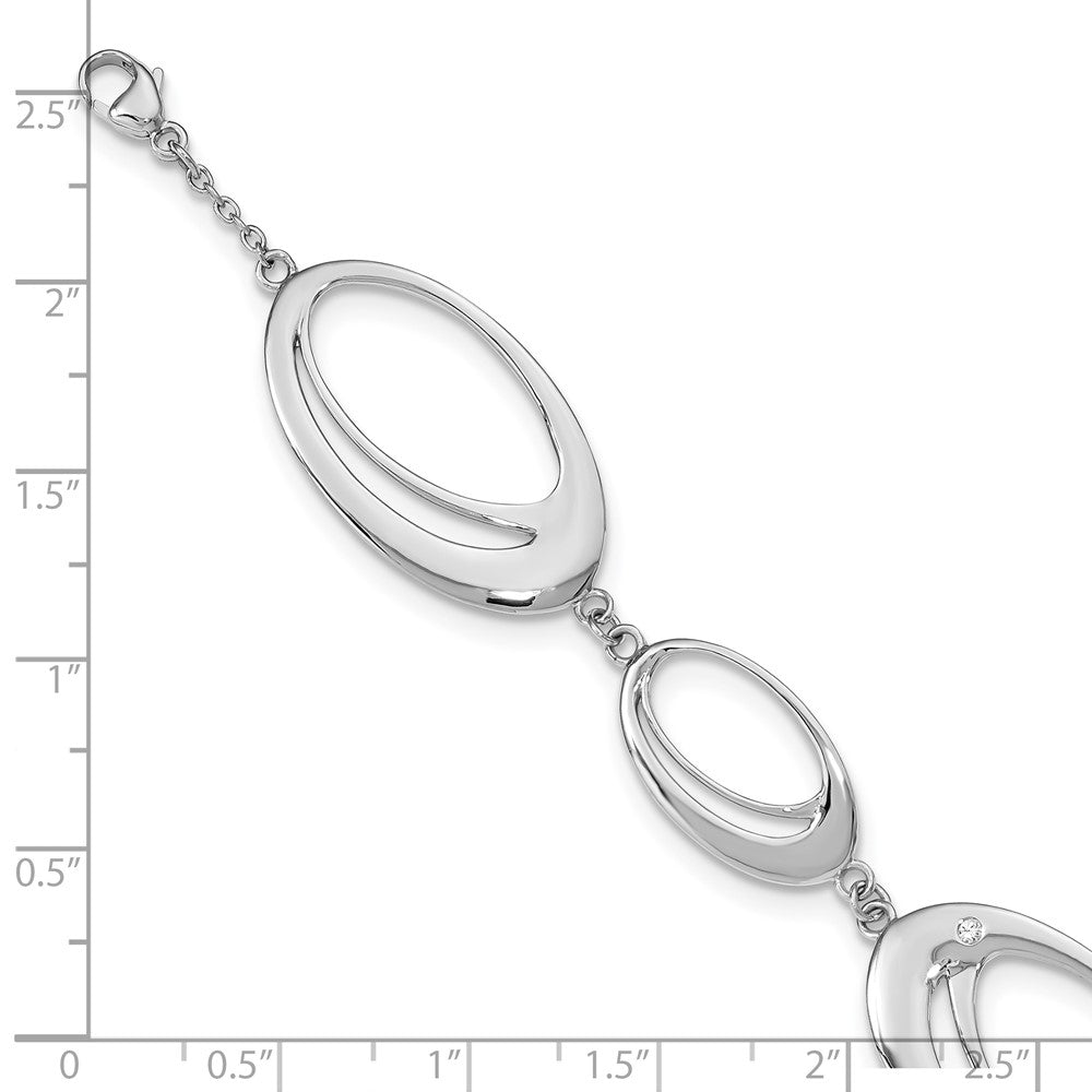 White Ice Sterling Silver Rhodium-plated Diamond 7 Inch Fancy Ovals Bracelet QW237-7