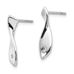 QW239 White Ice Sterling Silver Rhodium-plated Diamond Twisted Post Earrings