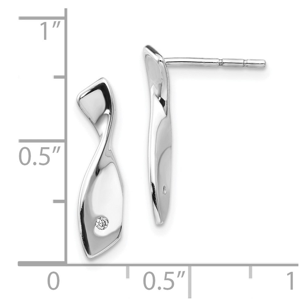 QW239 White Ice Sterling Silver Rhodium-plated Diamond Twisted Post Earrings