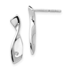 QW239 White Ice Sterling Silver Rhodium-plated Diamond Twisted Post Earrings