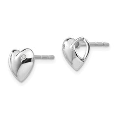 QW243 White Ice Sterling Silver Rhodium-plated Diamond Heart Post Earrings