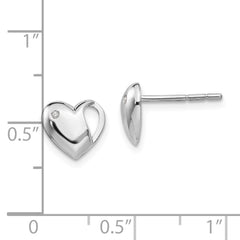 QW243 White Ice Sterling Silver Rhodium-plated Diamond Heart Post Earrings
