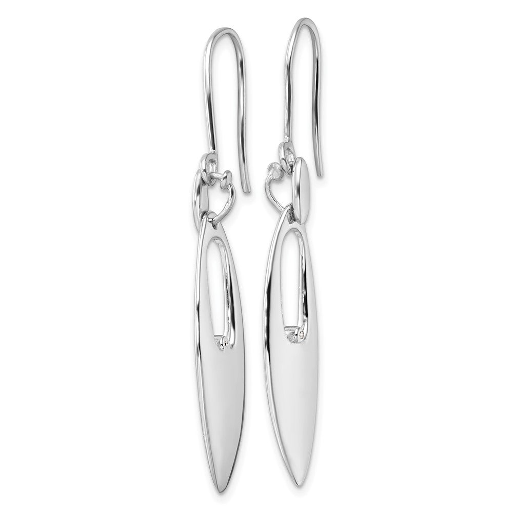 QW247 White Ice Sterling Silver Rhodium-plated Diamond Shepherd Hook Dangle Earrings