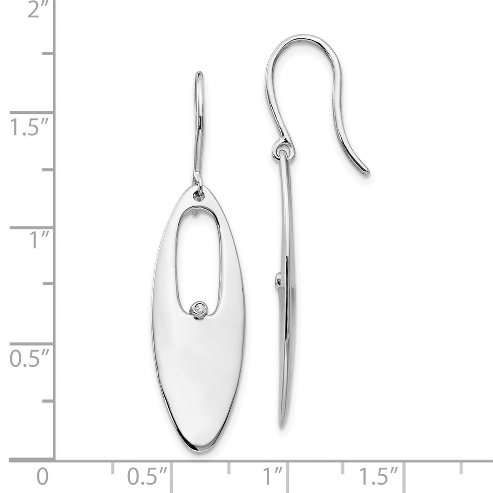 QW247 White Ice Sterling Silver Rhodium-plated Diamond Shepherd Hook Dangle Earrings