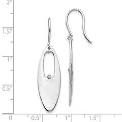 QW247 White Ice Sterling Silver Rhodium-plated Diamond Shepherd Hook Dangle Earrings