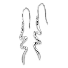 QW251 White Ice Sterling Silver Rhodium-plated Diamond Shepherd Hook Dangle Earrings