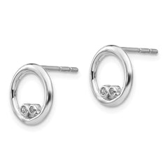 QW256 White Ice Sterling Silver Rhodium-plated Diamond Open Circle Post Earrings