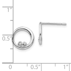 QW256 White Ice Sterling Silver Rhodium-plated Diamond Open Circle Post Earrings