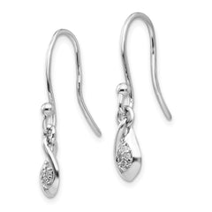 QW292 White Ice Sterling Silver Rhodium-plated Diamond Shepherd Hook Dangle Earrings