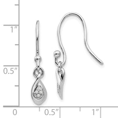 QW292 White Ice Sterling Silver Rhodium-plated Diamond Shepherd Hook Dangle Earrings