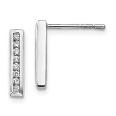 QW293 White Ice Sterling Silver Rhodium-plated Chanel-set Diamond Post Drop Earrings