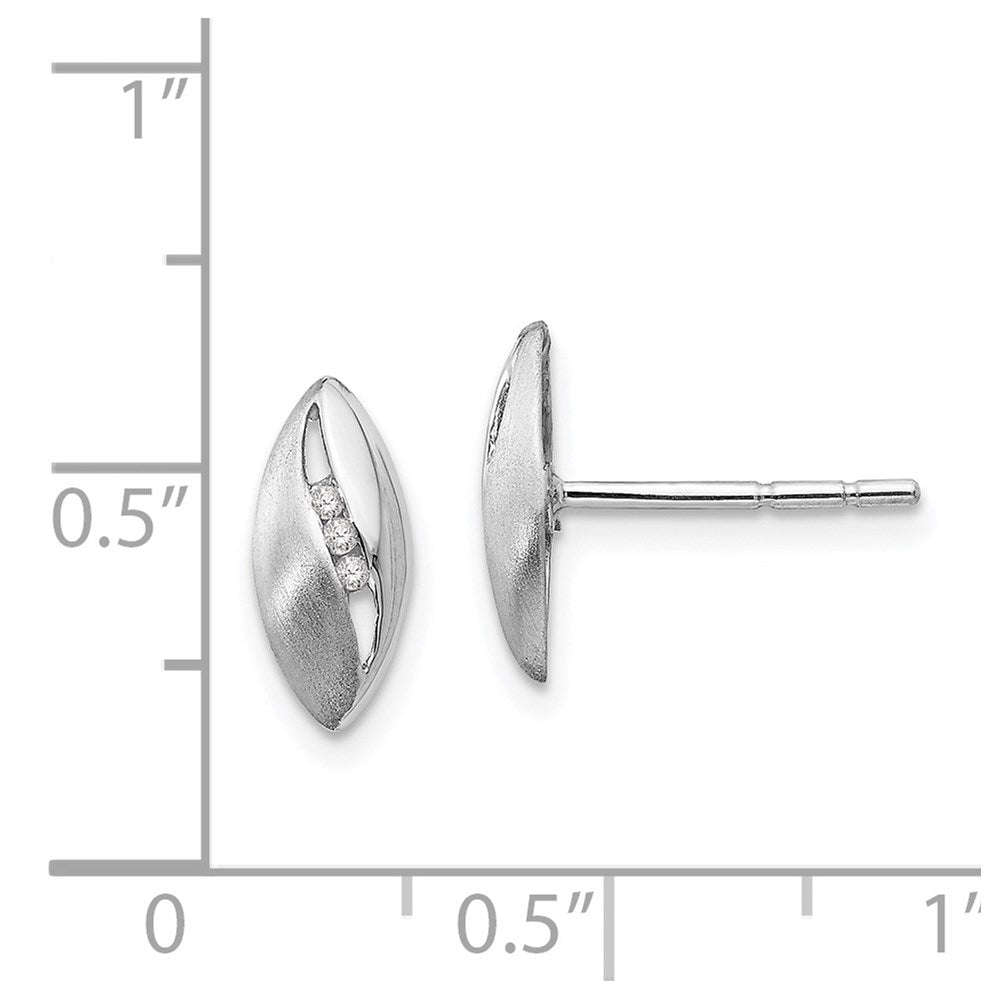 QW298 White Ice Sterling Silver Rhodium-plated Satin and Polished Diamond Post Earrings