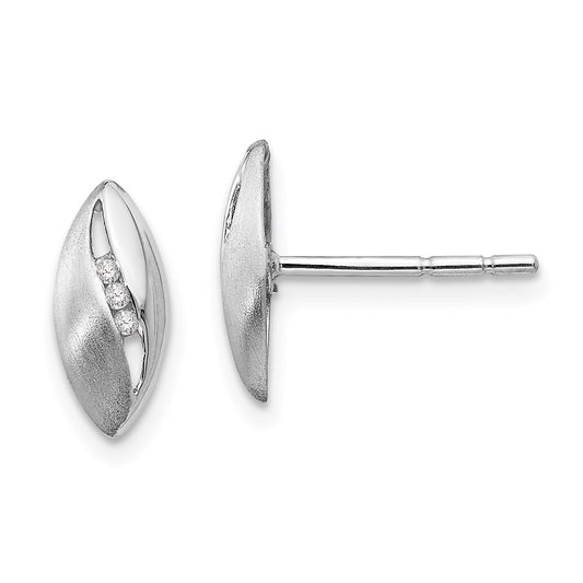QW298 White Ice Sterling Silver Rhodium-plated Satin and Polished Diamond Post Earrings