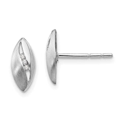 QW298 White Ice Sterling Silver Rhodium-plated Satin and Polished Diamond Post Earrings