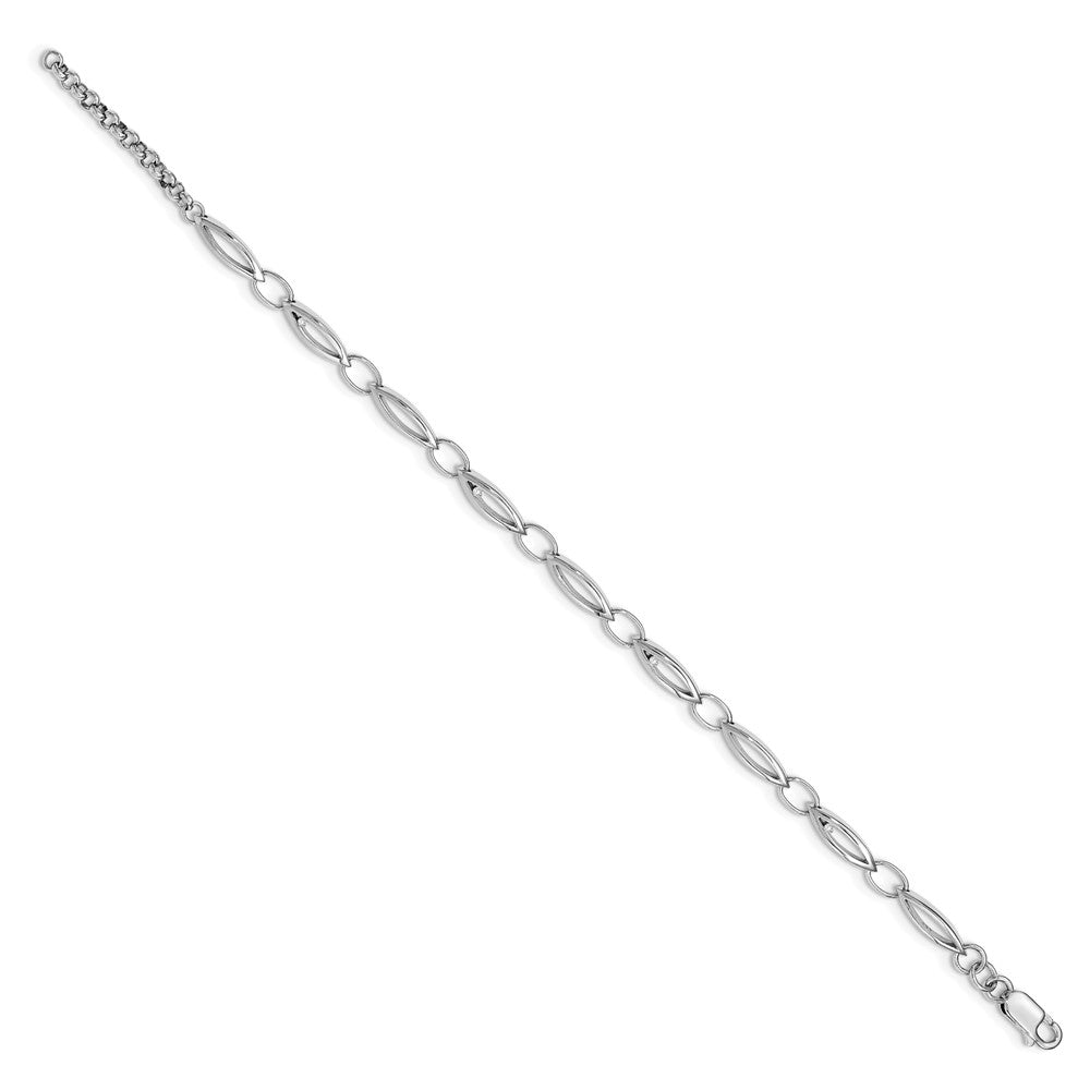 White Ice Sterling Silver Rhodium-plated 7 Inch Diamond Bracelet with 1 Inch Extender QW299-7