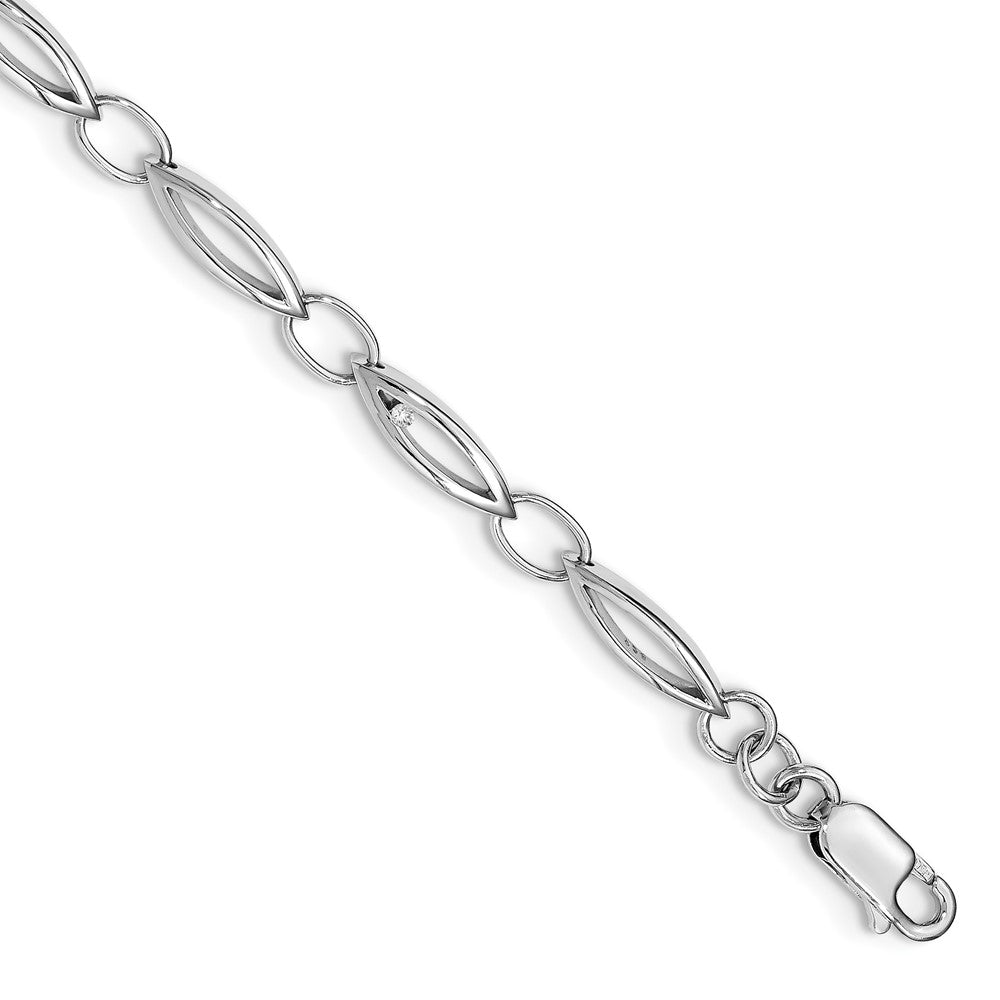 White Ice Sterling Silver Rhodium-plated 7 Inch Diamond Bracelet with 1 Inch Extender QW299-7