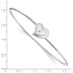 White Ice Sterling Silver Rhodium-plated Satin and Polished Diamond Heart Bangle QW306